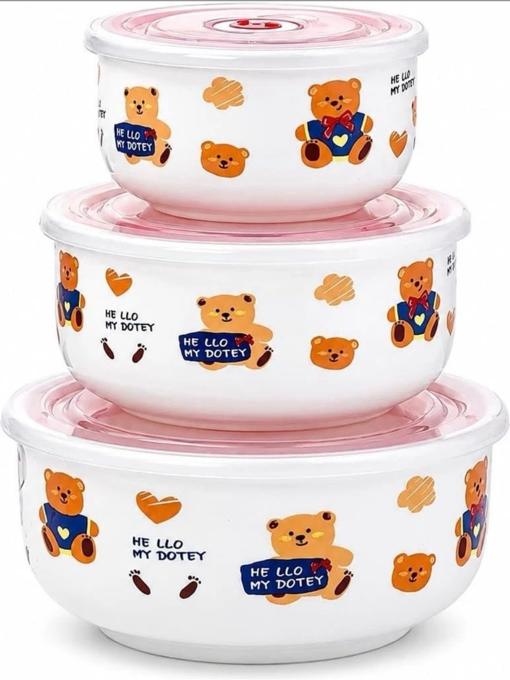Maison Viore Ceramic Preservation Happy Bear Bowls Three-Piece Set